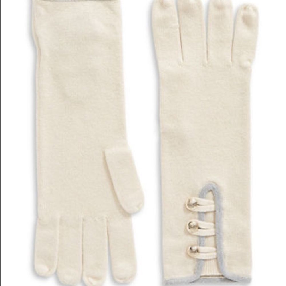 Lauren Ralph LaurenโMilitary Detail Knit Gloves-NATURAL-One Size